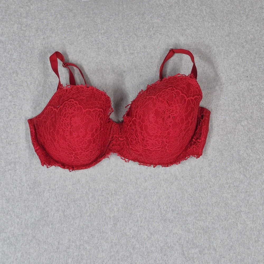 Victoria Secret Women Bra 38DD Red Dream Angels Lined Demi Underwired Lace READ